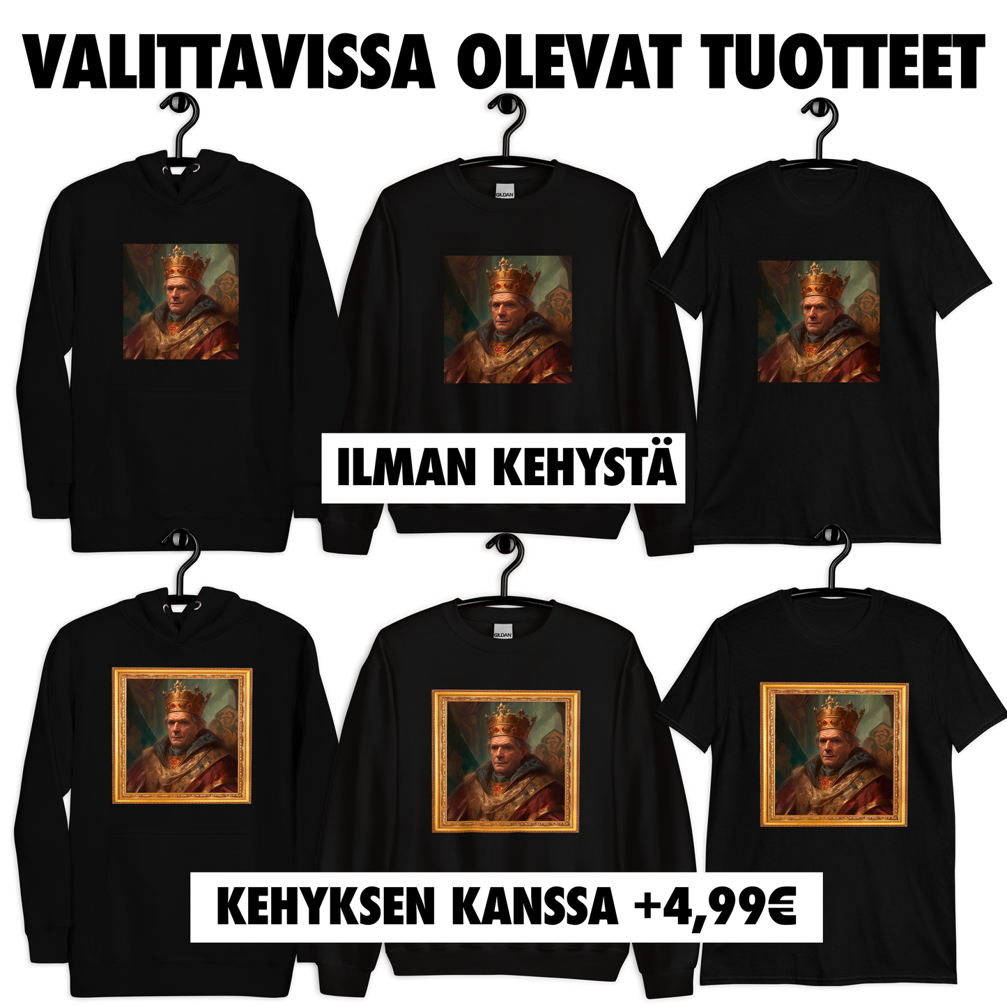 RENESSANSSI MUOTOKUVA OMASTA KUVASTA (HUPPARI, COLLEGE TAI T-PAITA)